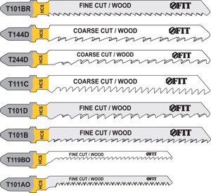 FIT Набор полотен для электролобзика 10 шт.(T101D; T111Cx2; T101B; T119BO; T144Dx2; T244D; T101AO; T101BR)