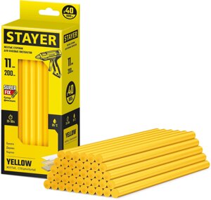 STAYER Yellow желтые клеевые стержни, d 11 мм х 200 мм 40 шт. 0,8 кг.