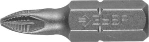 Биты ЗУБР ″Мастер″ кованые, хромомолибденовая сталь, тип хвостовика C 1/4″, PZ1, 25мм, 2шт
