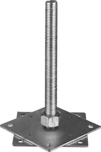 ЗУБР 140 x 140 x 250 мм x М24, цинк, анкерная регулировочная стойка (310266-140)
