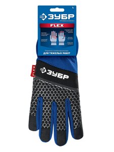 ЗУБР FLEX р. XL (10), синие, профессиональные комбинированные перчатки, работа с сенсорными экранами, Профессионал