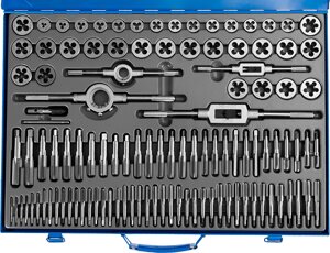 ЗУБР 110 предметов, набор метчиков и плашек, сталь Р6М5