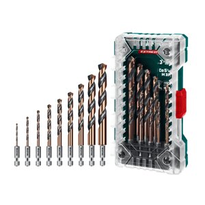 KRAFTOOL НЕХ-1/4″, 10 шт, набор сверл по металлу для винтовёртов и шуруповертов IMPACT READY (29652-H10)