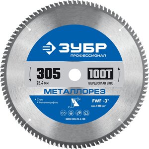ЗУБР Металлорез, 305 х 25.4 мм, 100Т, пильный диск по металлу и металлопрофилю, Профессионал (36932-305-25.4-100)
