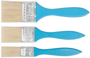 Кисти флейцевые, синяя ручка, набор 3 шт.( 1", 1,5", 2" )