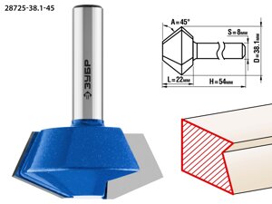 ЗУБР 38.1 x 22 мм, фреза кромочная конусная, Профессионал (28725-38.1-45)