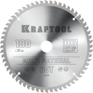 KRAFTOOL Multi Material, 180 х 30 мм, 60Т, пильный диск по алюминию (36953-180-30)