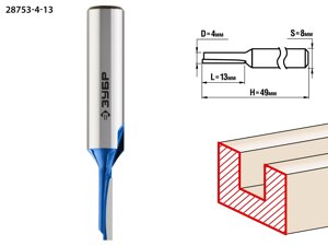 ЗУБР 4 x 13 мм, хвостовик 8 мм, фреза пазовая прямая, Профессионал (28753-4-13)
