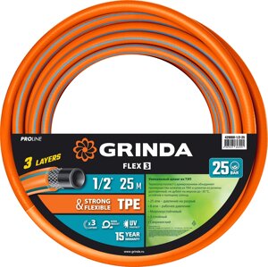 Поливочный шланг GRINDA PROLine FLEX 3 1/2″ 25 м 25 атм из термоэластопласта трёхслойный армированный