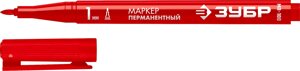 ЗУБР МП-100, 1 мм, заостренный, красный, перманентный маркер, Профессионал (06320-3)