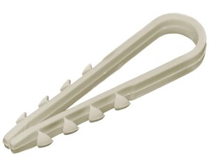 Дюбель-хомут для крепления кабеля 11-18 мм белый (нейлон), 100 шт ПРОМ