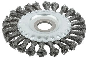 Корщетка, тип "колесо", посадочный диаметр 22,2 мм, стальная витая проволока 125 мм