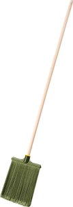Плоская пластиковая метла на деревянном черенке СИБИН, 320х255мм, распушенная гибкая, полипропилен, коническое
