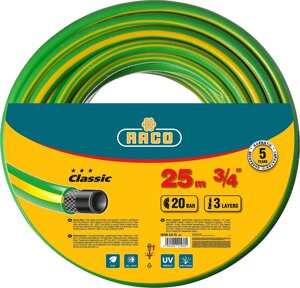 RACO CLASSIC, 3/4″, 25 м, 20 атм, трёхслойный, армированный, поливочный шланг (40306-3/4-25)