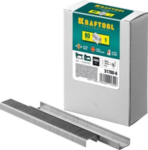 KRAFTOOL тип 21GA (80/Pr A/Senco AT) 6 мм, 5000 шт, скобы для степлера (31780-6)