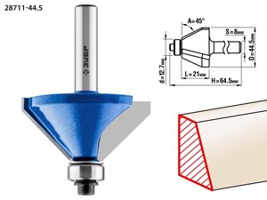 ЗУБР 44.5 x 23 мм, фреза кромочная калевочная (фасочная) №9, Профессионал (28711-44.5)