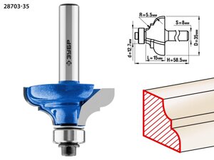 Кромочная калевочная фреза ЗУБР Профессионал №3, 35x17 мм, радиус 5.5 мм