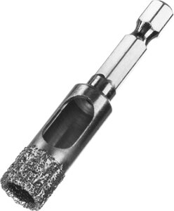 Cверло вакуумное алмазное трубчатое для дрели (HEX 1/4″) d 12 по керамограниту ЗУБР