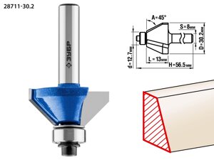 ЗУБР 30.2 x 13 мм, фреза кромочная калевочная (фасочная) №9, Профессионал (28711-30.2)