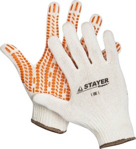 STAYER TRACK, L-XL, х/б перчатки с мягким покрытием ″протектор″ из ПВХ-геля, увеличенная площадь покрытия,