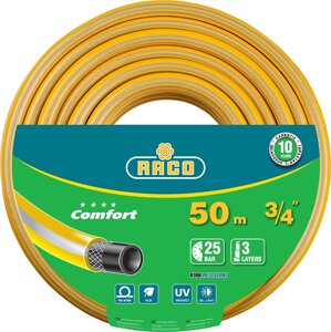 Поливочный шланг RACO COMFORT 3/4″ 50 м 25 атм трёхслойный армированный