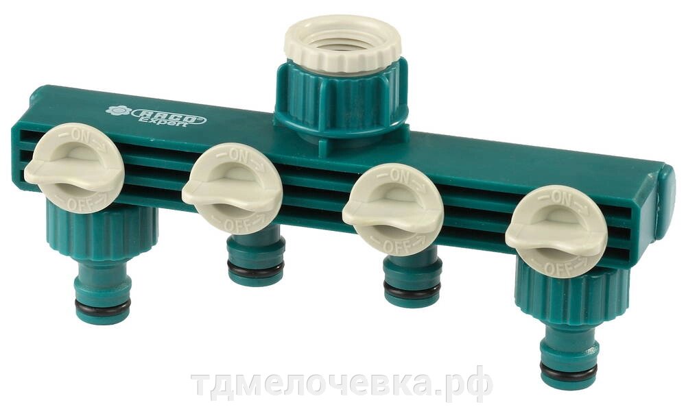 RACO ORIGINAL, 1/2″ - 3/4″, четырехканальный, с внутренней резьбой, из ABS пластика, поливочный распределитель от компании ТД МЕЛОЧевка (товары для дома от метизов до картриджей) - фото 1