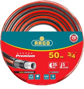 RACO PREMIUM, 3/4″50 м, 35 атм, пятислойный, усиленный двумя слоями армирования, поливочный шланг (40300-3/4-50)