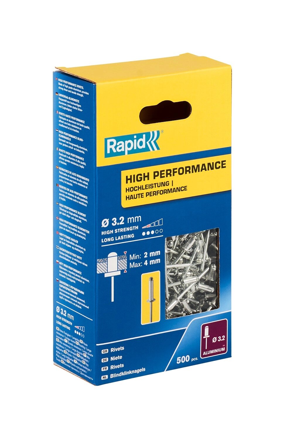 RAPID R: High-performance-rivet, 3.2 х 8 мм, 500 шт, алюминиевая высокопроизводительная заклепка (5001431) от компании ТД МЕЛОЧевка (товары для дома от метизов до картриджей) - фото 1