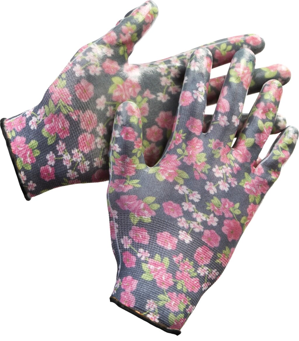 Садовые перчатки GRINDA, прозрачное нитриловое покрытие, чёрные, размер L-XL от компании ТД МЕЛОЧевка (товары для дома от метизов до картриджей) - фото 1