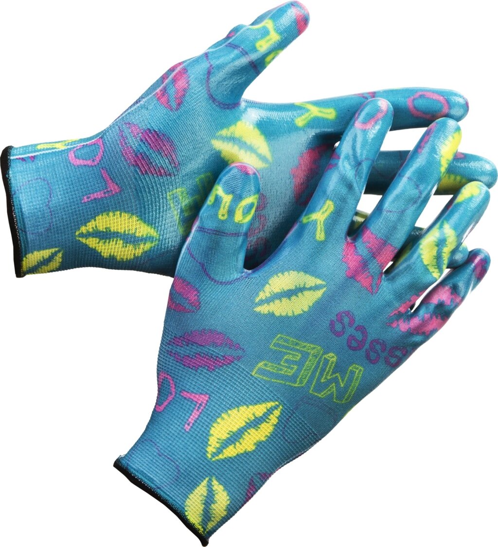 Садовые перчатки GRINDA, прозрачное нитриловое покрытие, синие, размер L-XL от компании ТД МЕЛОЧевка (товары для дома от метизов до картриджей) - фото 1