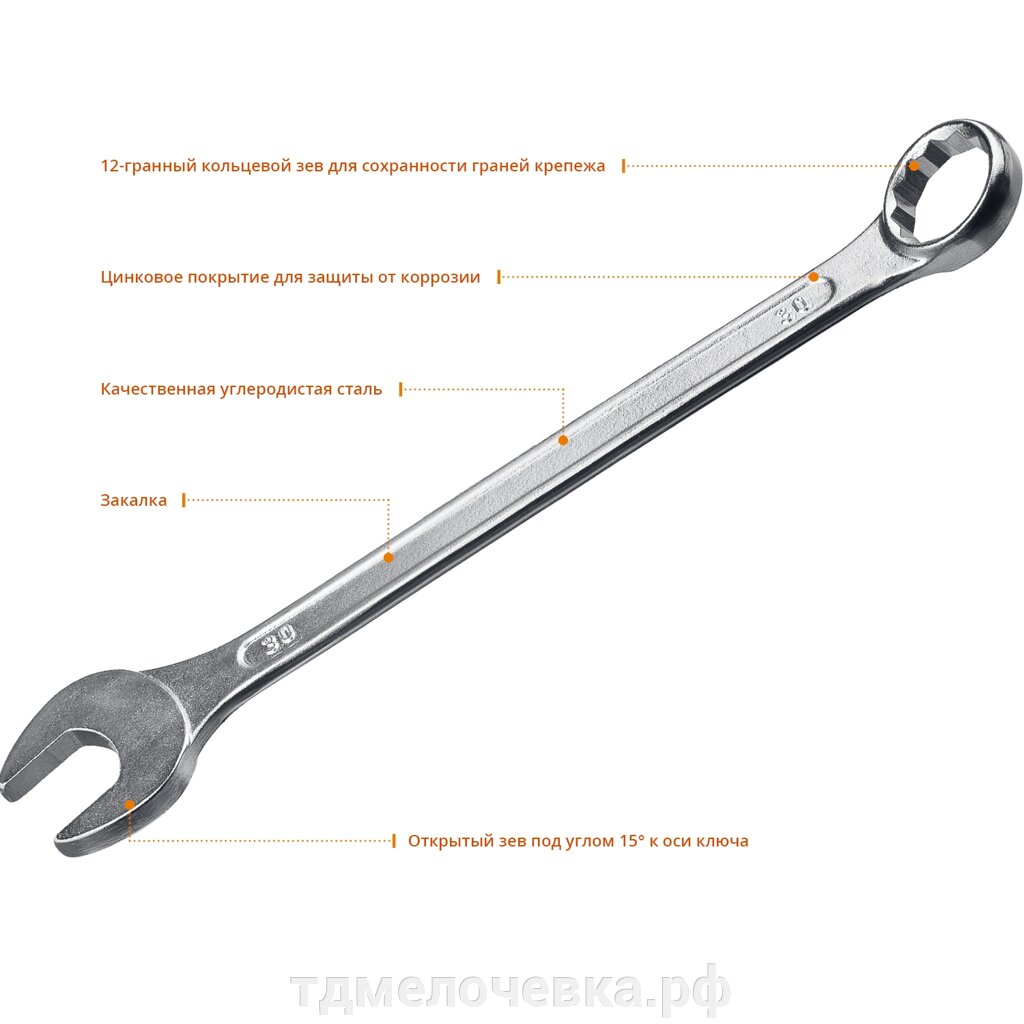 СИБИН 30 мм, комбинированный гаечный ключ (27089-30) от компании ТД МЕЛОЧевка (товары для дома от метизов до картриджей) - фото 1