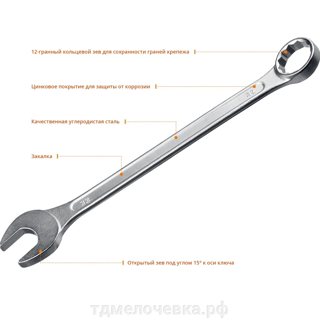 СИБИН 32 мм, комбинированный гаечный ключ (27089-32) от компании ТД МЕЛОЧевка (товары для дома от метизов до картриджей) - фото 1