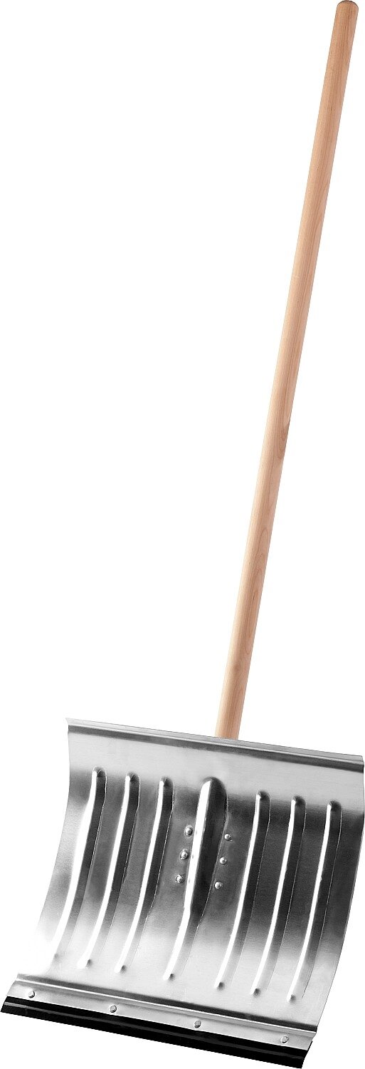 Снеговая лопата СИБИН ЛА-430 430мм алюминиевая со стальной планкой с деревянным черенком от компании ТД МЕЛОЧевка (товары для дома от метизов до картриджей) - фото 1