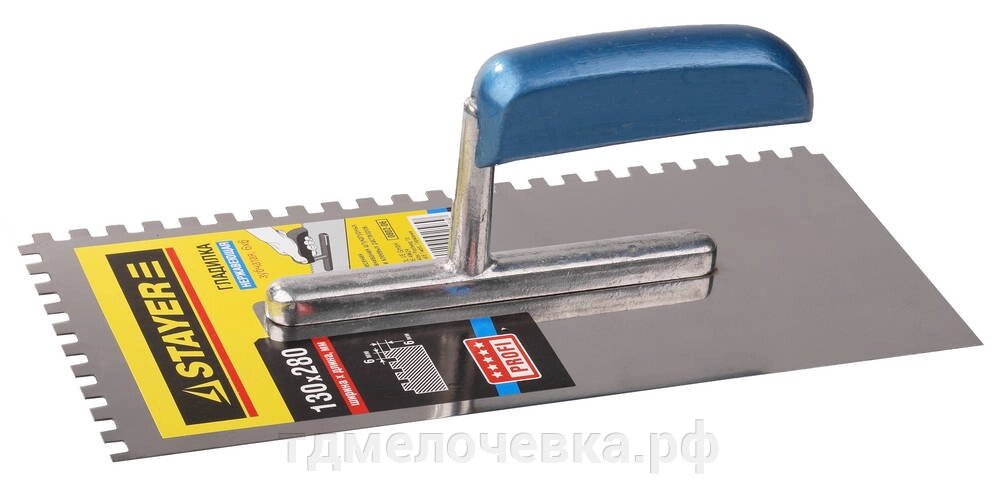 STAYER 130 х 280 мм, зуб 6 х 6 мм, штукатурная гладилка, Professional (0802-06) от компании ТД МЕЛОЧевка (товары для дома от метизов до картриджей) - фото 1