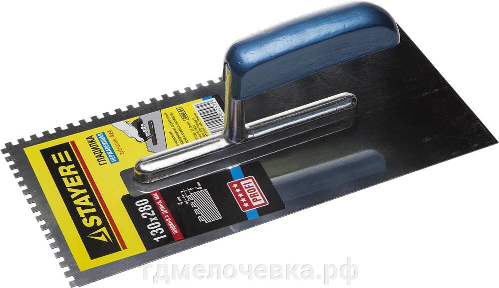 STAYER 130х280 мм, зуб 4х4 мм, Штукатурная гладилка, PROFESSIONAL (0802-04) от компании ТД МЕЛОЧевка (товары для дома от метизов до картриджей) - фото 1