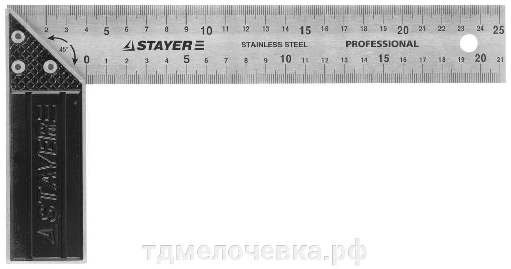 STAYER 250 мм, столярный угольник, Professional (3431-25) от компании ТД МЕЛОЧевка (товары для дома от метизов до картриджей) - фото 1