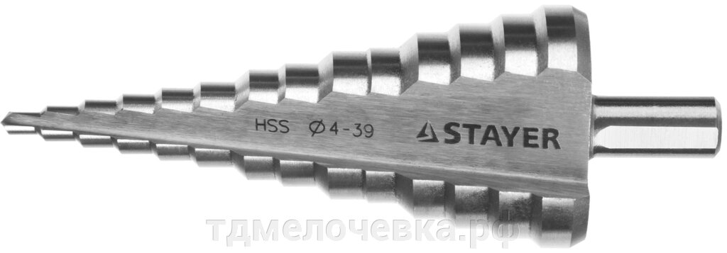 STAYER 4-39 мм, 14 ступеней, сталь HSS, ступенчатое сверло (29660-4-39-14) от компании ТД МЕЛОЧевка (товары для дома от метизов до картриджей) - фото 1