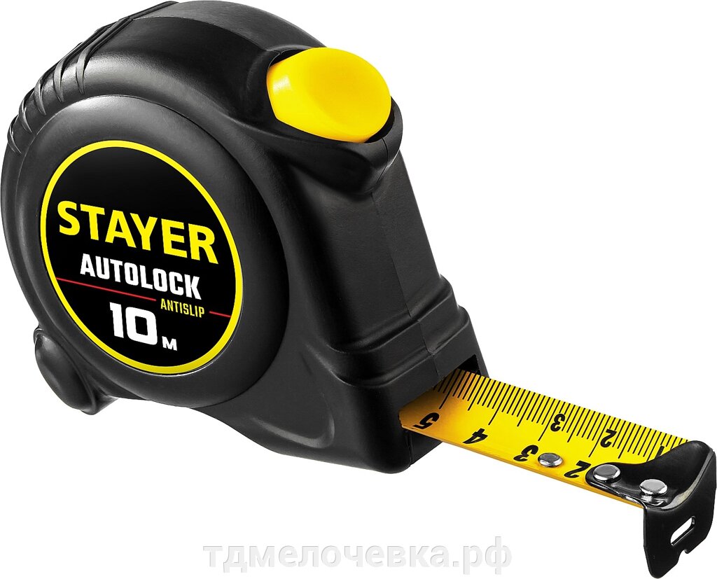 STAYER AutoLock, 10 м х 25 мм, рулетка с автостопом (2-34126-10-25) от компании ТД МЕЛОЧевка (товары для дома от метизов до картриджей) - фото 1