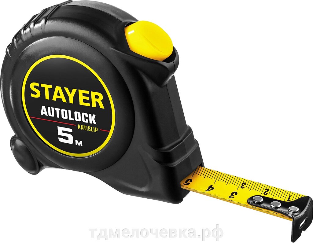 STAYER AutoLock, 5 м х 19 мм, рулетка с автостопом (2-34126-05-19) от компании ТД МЕЛОЧевка (товары для дома от метизов до картриджей) - фото 1