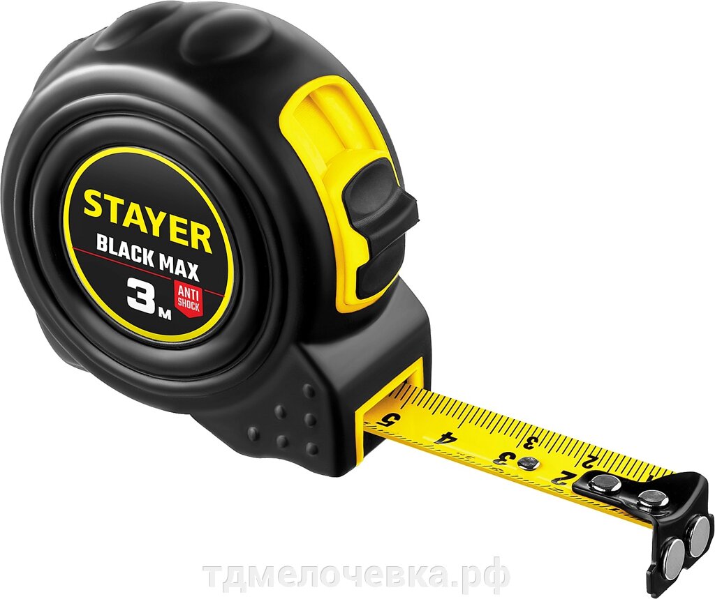 STAYER BlackMax, 3 м х 16 мм, рулетка с двумя фиксаторами, Professional (3410-03) от компании ТД МЕЛОЧевка (товары для дома от метизов до картриджей) - фото 1