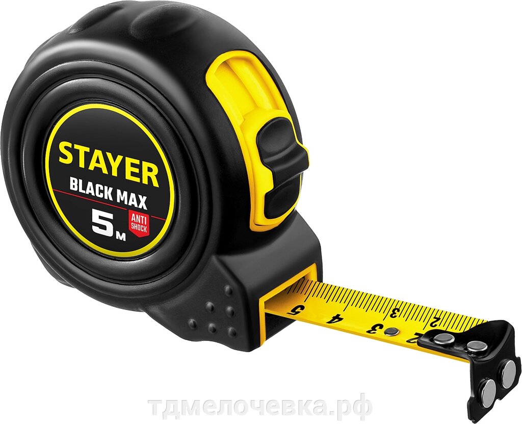 STAYER BlackMax, 5 м х 19 мм, рулетка с двумя фиксаторами, Professional (3410-05) от компании ТД МЕЛОЧевка (товары для дома от метизов до картриджей) - фото 1