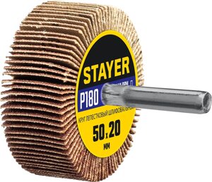 STAYER d 50 x 20 мм, P180, на шпильке d 6 мм, круг шлифовальный лепестковый (36607-180)