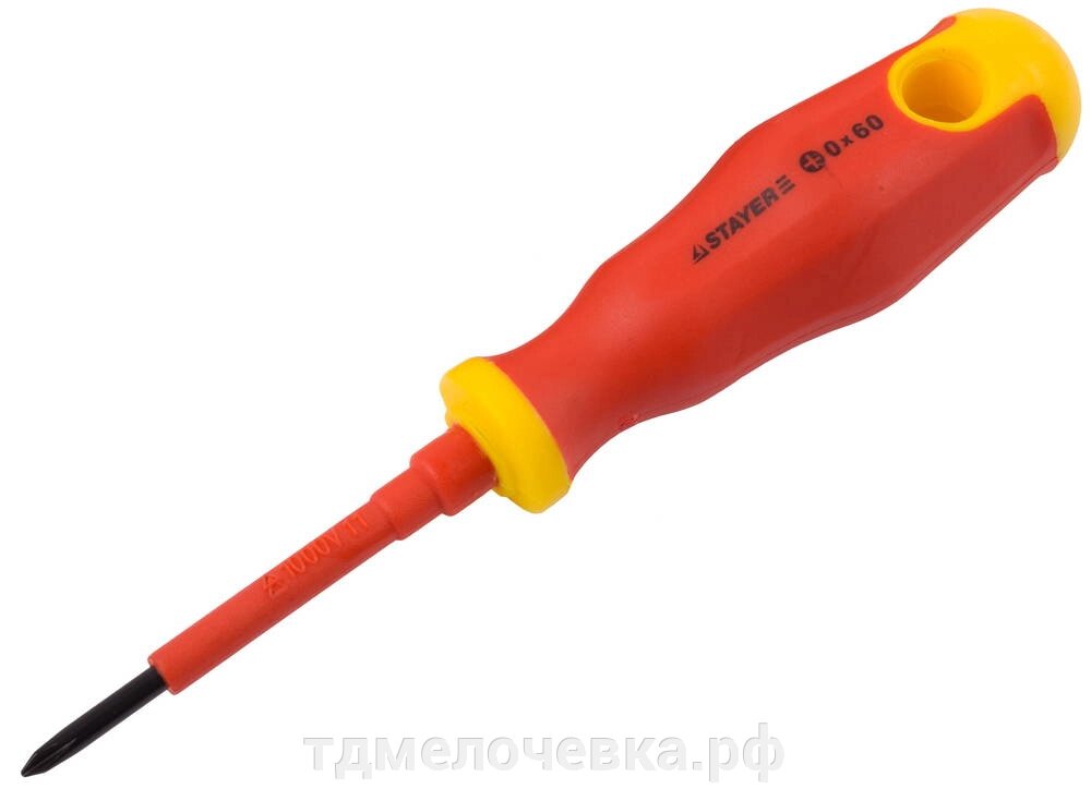 STAYER Electro, PH0 х 60 мм, диэлектрическая отвертка, Professional (25142-0-06) от компании ТД МЕЛОЧевка (товары для дома от метизов до картриджей) - фото 1