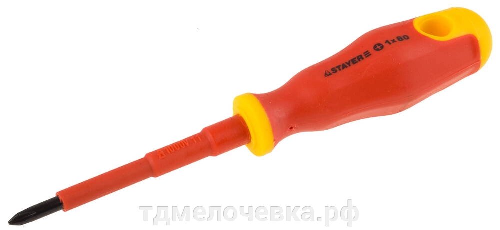 STAYER Electro, PH1 х 80 мм, диэлектрическая отвертка, Professional (25142-1-08) от компании ТД МЕЛОЧевка (товары для дома от метизов до картриджей) - фото 1