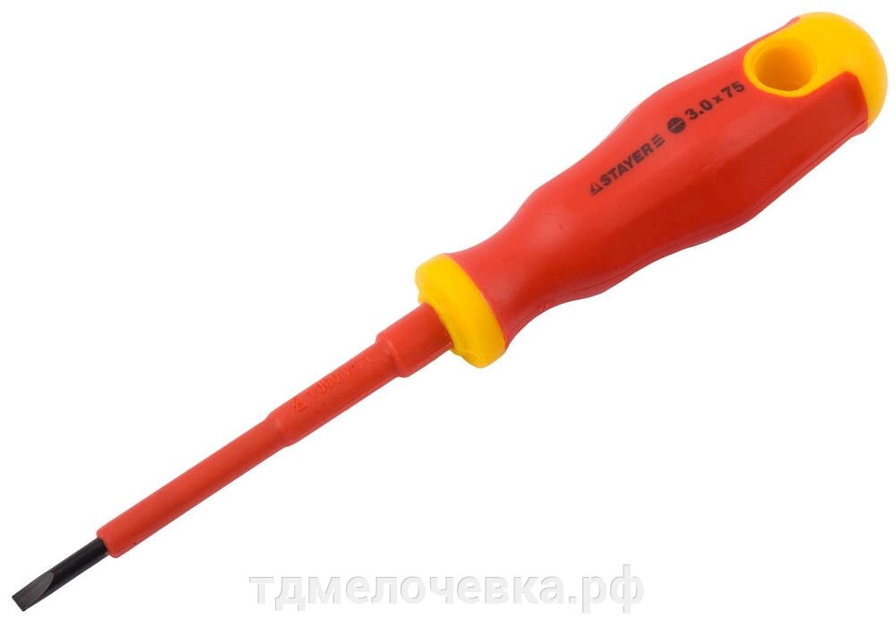 STAYER Electro, SL3 х 75 мм, диэлектрическая отвертка, Professional (25141-03-07) от компании ТД МЕЛОЧевка (товары для дома от метизов до картриджей) - фото 1