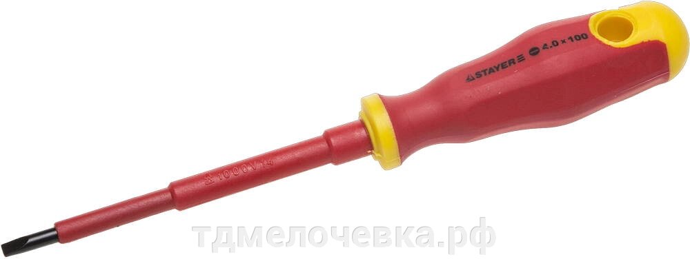 STAYER Electro, SL4 х 100 мм, диэлектрическая отвертка, Professional (25141-04-10) от компании ТД МЕЛОЧевка (товары для дома от метизов до картриджей) - фото 1