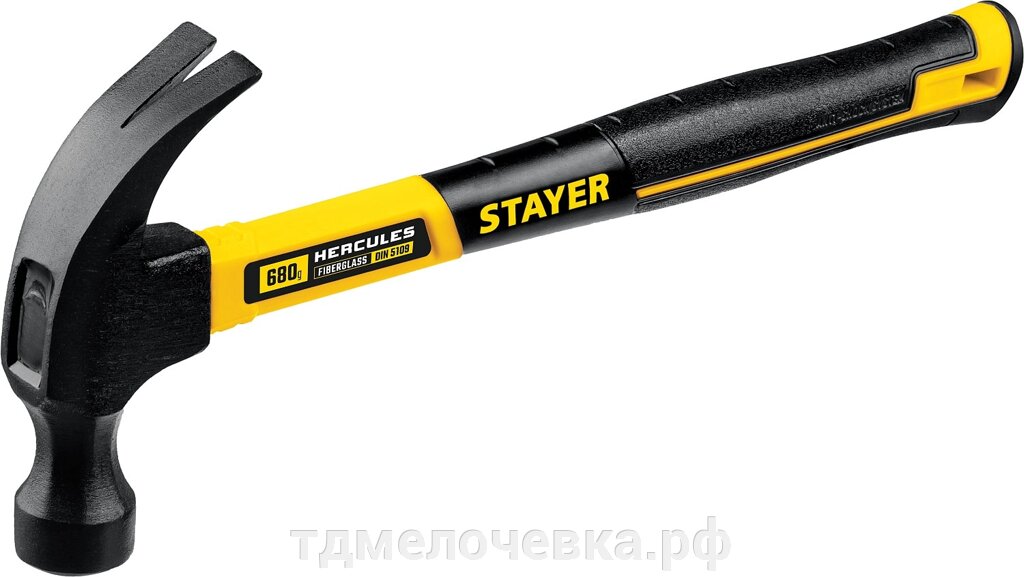 STAYER Fiberglass, 680 г, с фиберглассовой рукояткой, столярный молоток-гвоздодёр, Professional (2026) от компании ТД МЕЛОЧевка (товары для дома от метизов до картриджей) - фото 1