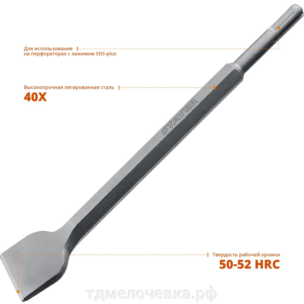 STAYER Gorilla Force, 40 х 250 мм, SDS-Plus, плоское изогнутое зубило, Professional (29354-40-250) от компании ТД МЕЛОЧевка (товары для дома от метизов до картриджей) - фото 1