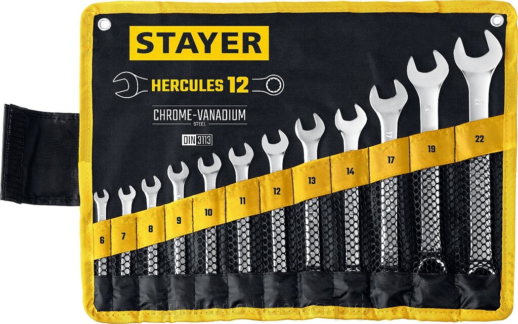 STAYER HERCULES, 12 шт, 6 - 22 мм, набор комбинированных гаечных ключей, Professional (27081-H12) от компании ТД МЕЛОЧевка (товары для дома от метизов до картриджей) - фото 1