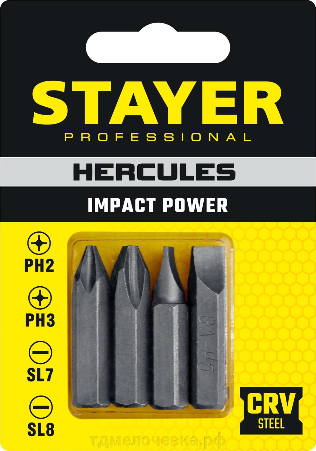 STAYER Hercules, 36 мм, 4 шт, биты для ударной отвертки, Professional (25667-S4) от компании ТД МЕЛОЧевка (товары для дома от метизов до картриджей) - фото 1